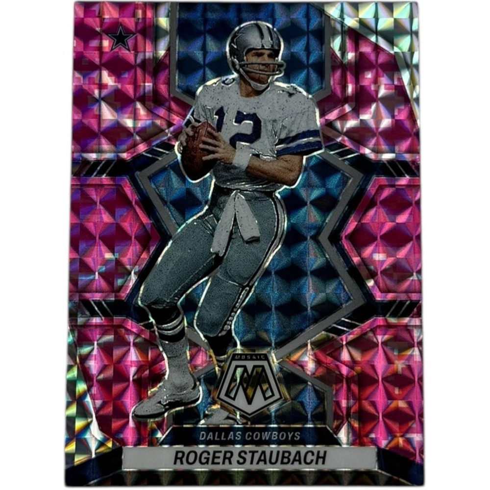 2022 Panini‎ Mosaic Pink Camo Prizm #57 Roger Staubach - Dallas Cowboys